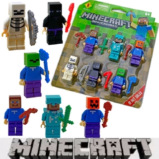 figuras de bloques minecraft 6 piezas para personajes de construcción lego world mini my series