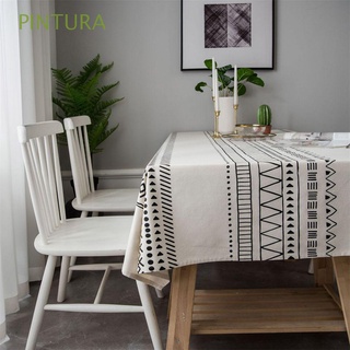 pintura restaurante mantel impermeable cubierta de mesa de comedor mantel decoración del hogar a prueba de polvo algodón lino negro y blanco bohemio