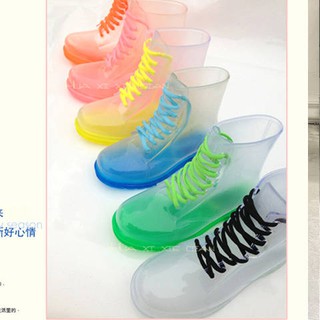 Cuñas zapatos* Fesyen Baru tubo de lluvia Kasut Hujan Perempuan Versi corea antideslizante Kasut Kalis Air verano Dewasa Telus Pelajar Hujan botas Getah botas (1)