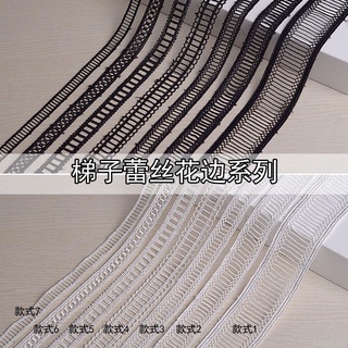 Alta calidad hueco de elevación de tela escaleras de encaje cintura negro blanco (7)