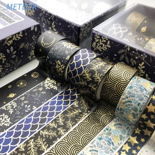 METE 10 Pcs/Set Black Gold Washi Tape Vintage GaIaxy Masking Tape Cute Decorative