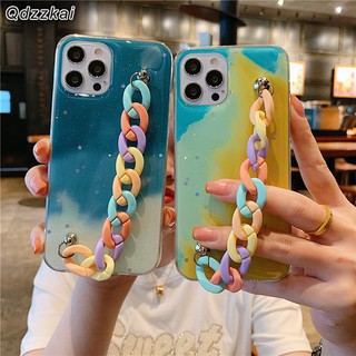 Huawei Y9s Y6P 2020 Nova 5T 7i 4E 7 SE Y9 Prime 2019 P30 Lite Fashion Watercolor Gradient TPU Silicon Bling Case Candy Bracelet Phone Cover