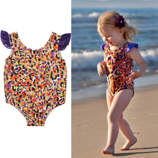 leiter_Toddler niños bebé niñas leopardo Bikini de una pieza trajes de baño traje de baño ropa de playa