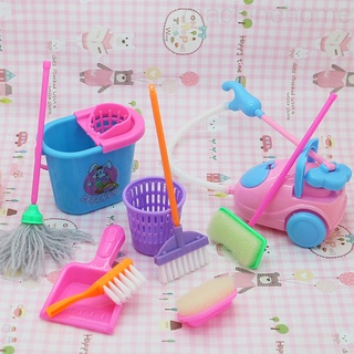 9 unids/set Mini pretender juego fregona escoba juguetes lindo niños limpieza muebles Kit de herramientas casa limpio juguetes Color aleatorio machinehome