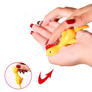 💥TikTok Catapult chick tpr Soft Rubber Finger Slingshot Yellow Chicken Rubber Flying Chicken Trick Vent Toy💥 (4)