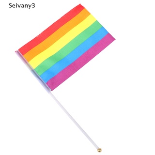 [sei3] 5x arco iris de mano ondeando bandera gay orgullo lesbiana paz lgbt banner festival mx33