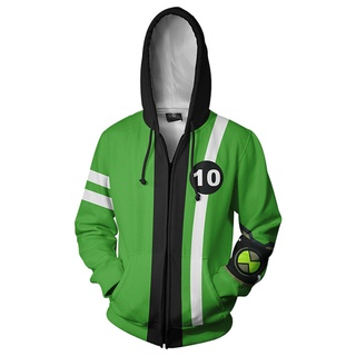 Ben 10 Alien Force Ultimate omnitrix inspirado en chaqueta de capucha de cremallera verde