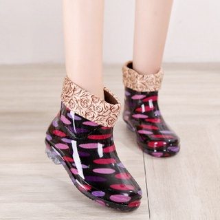 Jelly Rain Shoes Botas de lluvia térmicas para mujer Botas de lluvia de forro polar corto forro de moda antideslizante zapatos impermeables zapatos de lluvia botas de goma para mujer cubierta de zapato de goma (9)