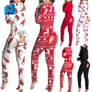 Rápido | Pijama De Las Mujeres Mono Señora Dormir Desgaste Traje Trasero Culo Abierto Loungewear