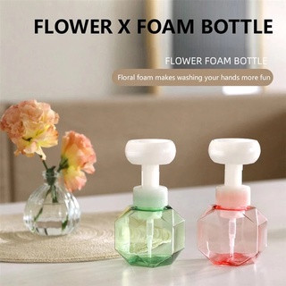 Alta calidad en forma de flor botellas recargables de espuma transparente botella vacía botella separada embotellado loción 300ml plástico