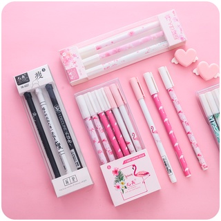 Gel pen boxed Korean small fresh and cute refill black 0.5mm student with straight liquid signature pen stationery female