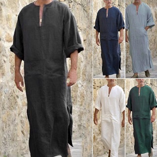 Túnica musulmana saudí Abaya árabe sólido árabe Thawb ropa Thobe Color oriental