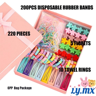 LY 220 unids/Set BB horquilla Clip de pelo elástico accesorios de pelo cuerda con bolsa OPP Color caramelo niñas niños regalos
