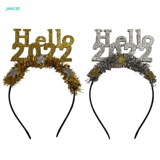 JANICEE Hello 2022 Headbands Sequin Stars Tinsel Hair Bands Creative Party Props