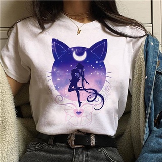 Wvioce Camiseta Harajuku Sailor Moon de dibujos Animados de Gato impreso Camiseta Hip Hop ropa ropa