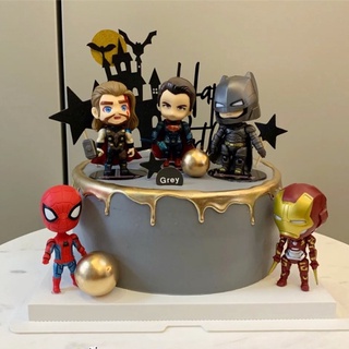 1 Pç Bolo De Aniversário Vingadores Marvel Decorado Com Capitão América / Homem De Ferro / Homem-Aranha Estoque pronto