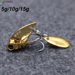 CHINK Bass VIB Lure Spinner Tackle Treble Hook Metal Fishing Bait Spoon Metal Vibration Rotate 5g 10g 15g Sinking Sequin Wobblers Crankbaits/Multicolor