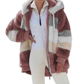 GUANTES Invierno Abrigo Moda Felpa Abrigo Suelto Otoño Con capucha Mujer Manga larga/Multicolor (6)