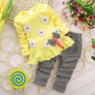 ¡Pre venta!Conjunto de ropa de Babyterry Flowy Square Tops+pantalones trajes 3-5 años