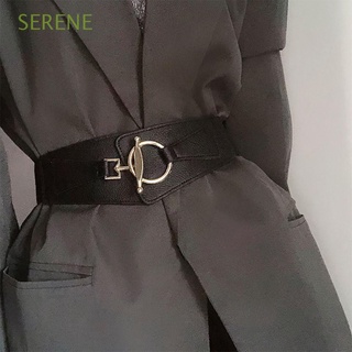 SERENE Casual Cinturón de cuero PU Lujo Cinturón de cintura Cintura de mujer Lona Elástico Personalidad Mujer Retro Simple Fajas/Multicolor