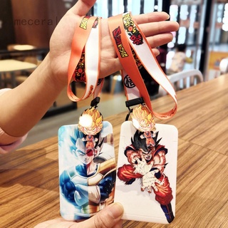 1 conjunto de Anime tarjetas casos de tarjeta cordón clave cordón Cosplay insignia de identificación tarjetas titulares correas de cuello llaveros goku y Vegeta