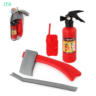ITA 4pcs/set Children Firefighter Fireman Cosplay Toys Kit Fire Extinguisher Intercom Axe Wrench Gifts For Kids