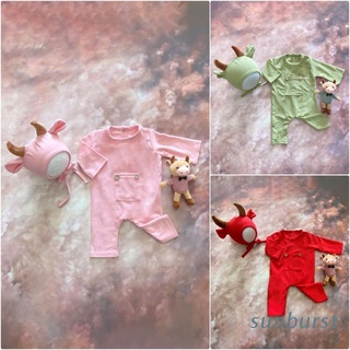SUNB 3 Pcs Baby Hat Romper Bodysuits Doll Set Newborn Photography Props Outfit Infants Photo Shooting Clothing