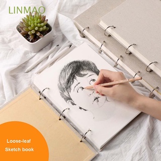 LINMAO Professional Graffiti Sketch Book 160 GSM Spiral Sketchbook Sketch Paper Art Supplies Stationery Linen hardcover Notebook Refillable Loose-Leaf Retro Painting
