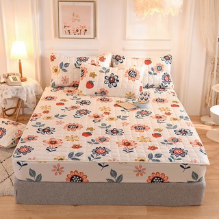Protector de colchón acolchado sábanas suaves transpirables cubierta de colchón bajera engrosada de algodón cubierta de cama Cadar (7)