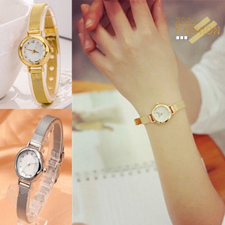 ◷zozofashion Women's Fashion Alloy Bracelet Style Rhinestone Inlaid Slim Quartz Wrist Watch