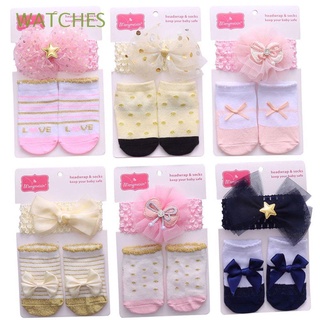 relojes 1 conjunto de calcetines de bebé 0-12 meses calcetines diadema conjunto bebé diadema recién nacido encaje princesa suave bowknot