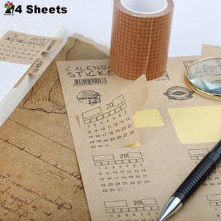 Mioshop Kawaii índice etiqueta sin años calendario papel Kraft pegatina Universal organizador manuscrita planificador papelería cuaderno (1)