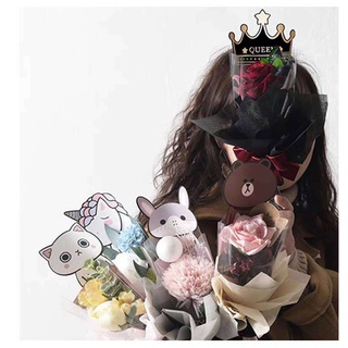 1 Uds. Bolsa de embalaje de flores de una sola rosa de dibujos animados gato conejo oso diseño clavel bolsas de regalo cumpleaños madre suministros para fiestas de pascua (4)