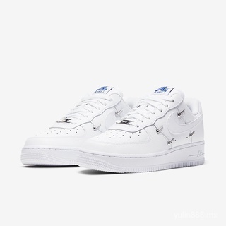 YLReady StockNike Air Force 1 Air Force One Women's Shoes Hyuna White and Blue Sneakers Basketball Shoes Stretch Fabric Soft Sole Same Style for Men and Womenzapato