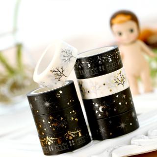 In stock!Gilding Washi Tape White&Black Series Art Journal Decoration Bronzing Scrapbooking Masking Tape Wedding/journal (1)