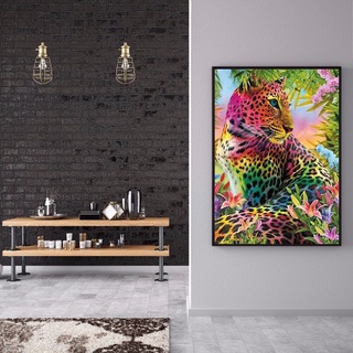 ✿ HOUSE Leopard 5D DIY Full Drill Round Diamond Painting Mosaic Bead Art Picture