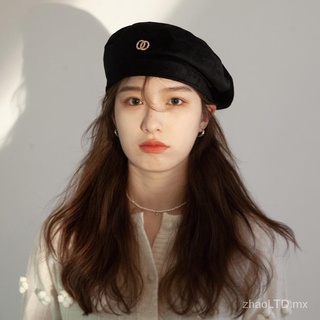 Versión coreana de la boina de estilo de Channel de terciopelo para mujer adelgazamiento octogonal gorra de calabaza sombrero de pintor japonés sombrero mareainsCelebridad de Internet (1)