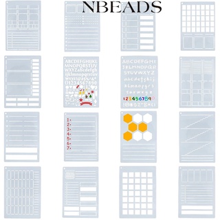 Nbeads 16 pzs plantillas de diario/Set de plantillas de letras del alfabeto planificadores plantillas de diseño de formas reutilizables plantillas para álbumes DIY agenda calendario calendario