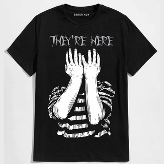Playera Camiseta Hombre Estampada Manga Corta Algodón They´re Here Dark Gotico Punk Error 404