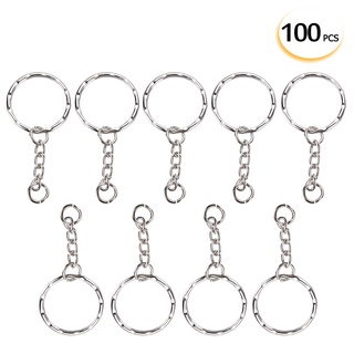 100Pcs Split Ring Keychain Key Fob Connector 4 Link Chain Key-ring Silver ☆WestyleLove