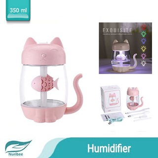Difusor de aceite aromaterapia gato gatito humidificador 350ml con ventilador + lámpara LED - La211 - rosa