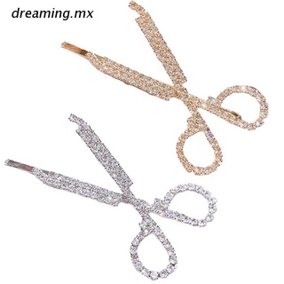 dr.mx mujeres niñas glitter rhinestone bobby pines clips de pelo tijeras forma pasadores de metal de lujo joyería lateral flequillos horquillas