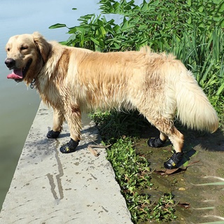 QIUSIN 4Pcs goma al aire libre impermeable botas de perro antideslizante zapatos de cachorro suministros para mascotas (3)
