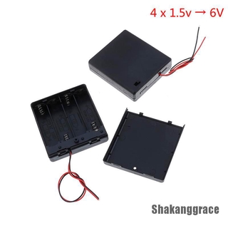 [Shakanggrace 0408] 4 x AA 6V battery holder connector storage case box on/off switch with lead wire