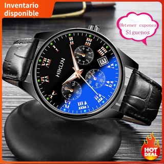 [Stock Listo] Reloj para hombre Reloj de negocios Reloj de cristal de luz azul correa de PU calendario relojes de cuarzo Reloj