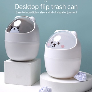 komo mini papelera de escritorio multifuncional reutilizable cubo de almacenamiento para oficina niños dormitorio de dibujos animados animales basura contenedor organizador de basura (5)