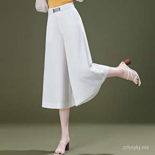 Pantalones de pierna ancha para mujer2022Culottes blancos delgados de verano Casual Pantalones de mujer de cintura alta pantalones cortos pequeños