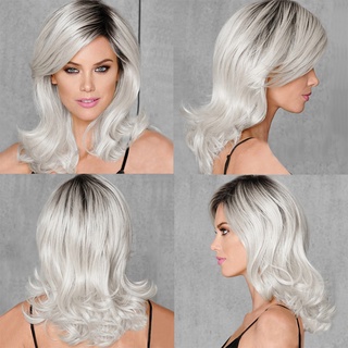 [allenfan.mx] pelucas sintéticas de microvolumen onda negro plata gris para mujer cabello Natural