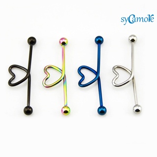 sycamore“ 1Pc Unisex Stainless Steel Heart Shaped Cartilage Piercing Industrial Barbell