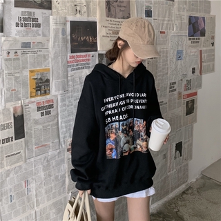 2021 Korean Harajuku Style Plus Size Fashion Street Snap Velvet Hoodie Long Sleeve INS Women Oversized Sweatshirt Pullover Fleece Hoodies (4)